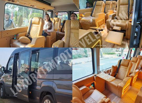 2024 model 10+1 seater force urbania ulta luxury van with recliner massager and motorized seats on rent in delhi