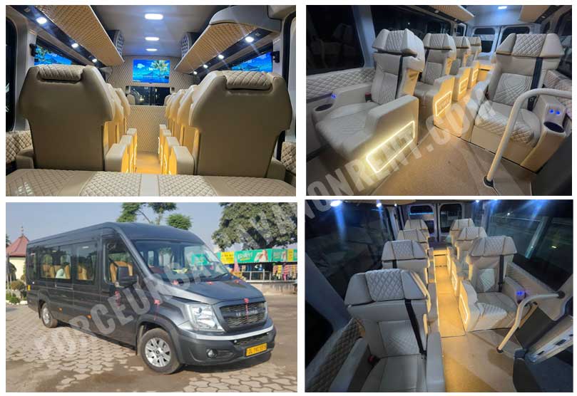 11 seater force urbania luxury van with 1x1 modified seats with foldable sofa on rent in delhi