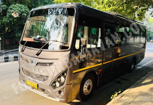 16 seater new eicher luxury mini coach with toilet washroom fridge on rent