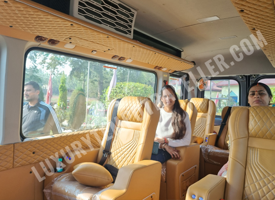 10+1 seater force urbania van with modified massager recliner seats on rent delhi